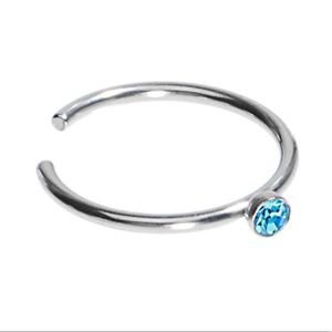 20 Gauge Stainless Steel Aqua Gem Nose Hoop